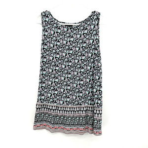 J Jill wearever collection size medium tank top blue red‎ white floral peplum
